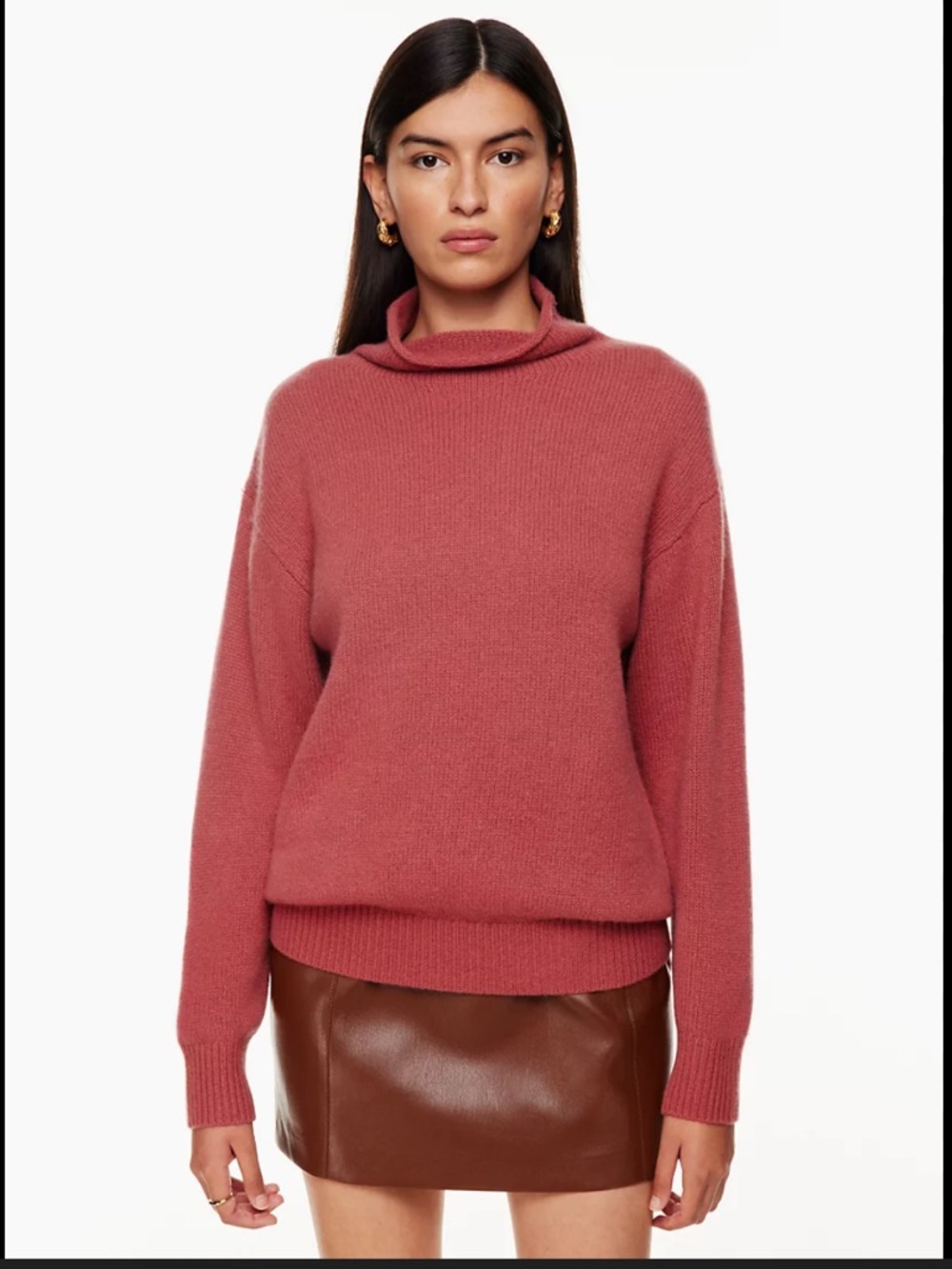 Aritzia Montpellier turtleneck merino wool dusty pink size medium like new